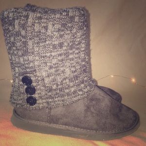 Calf Length Gray Boots
